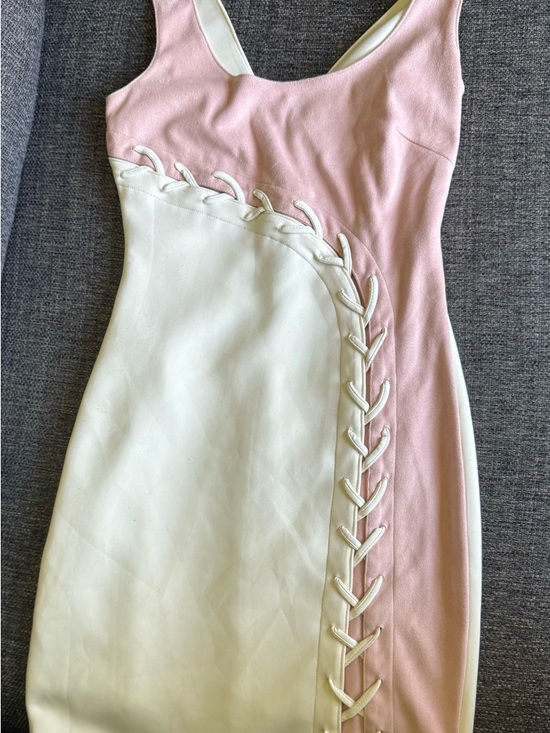 Guess Dresses & Skirts - Guess Pink and White Lace-Up Mini Dress